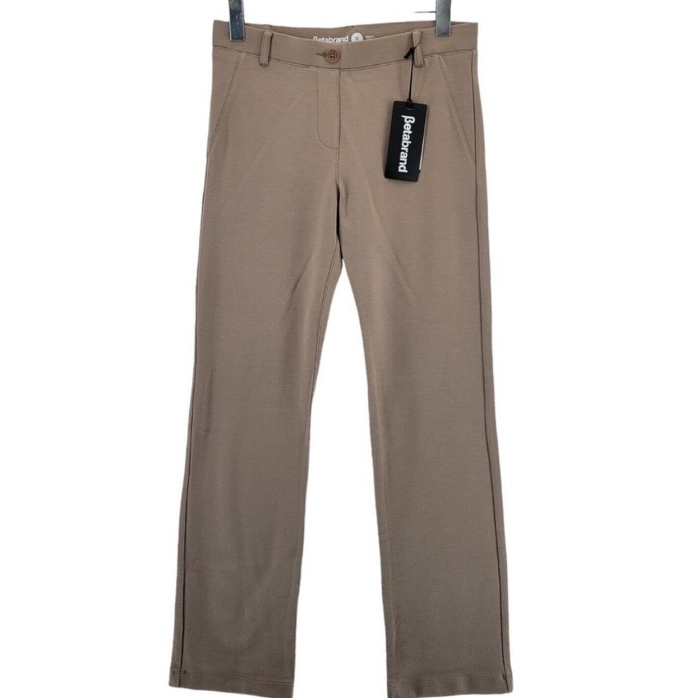 Betabrand Yoga Dress Pants Tan Khaki Womens Size Medium Classic Straight Leg NWT